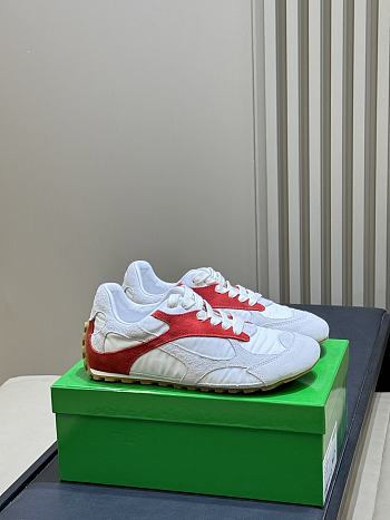 Bottega Veneta Orbit Flash Sneaker in Optic White/Cardinal