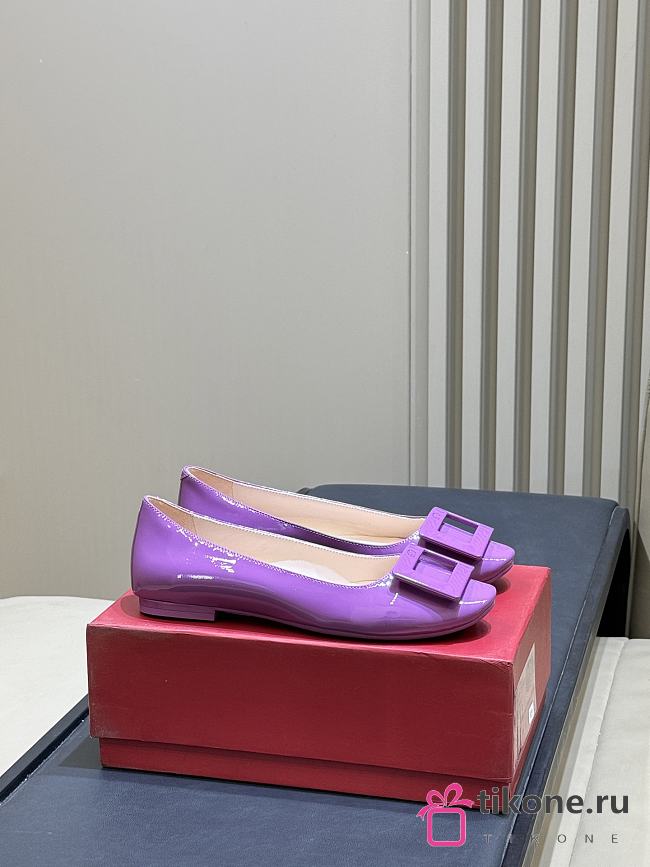 Roger Vivier U Look Ballerinas In Patent Leather Purple - 1