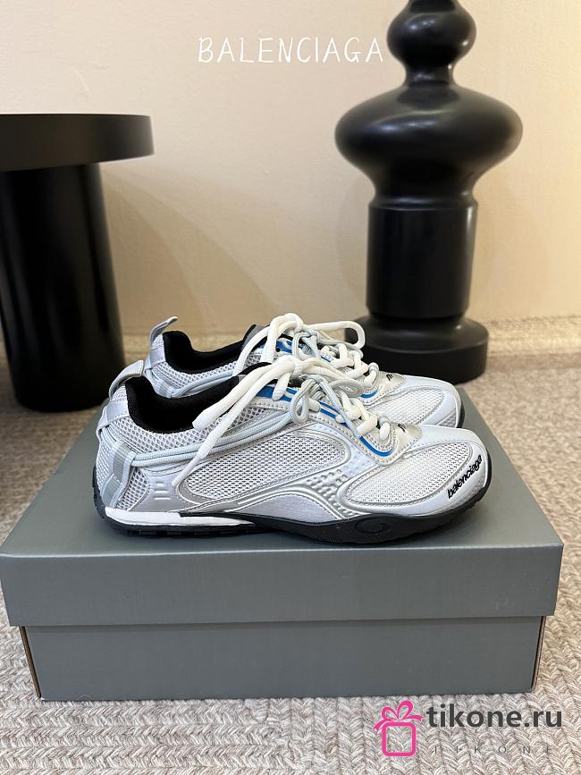 Balenciaga Radar Gradient Lines Sneaker In White, Grey, Silver, Black And Blue  - 1