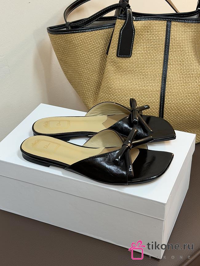 Dior Bow Slide Black Lambskin - 1