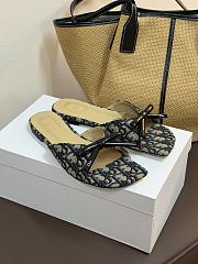 Dior Bow Slide Deep Blue Dior Oblique Embroidered Cotton - 1