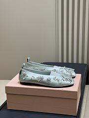 Miumiu Elan Embroidered Satin Ballerinas Blue - 1