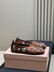 Miumiu Elan Embroidered Satin Ballerinas Brown - 5