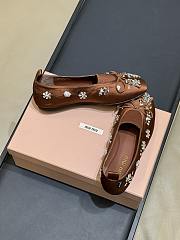 Miumiu Elan Embroidered Satin Ballerinas Brown - 6