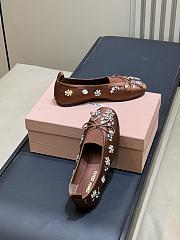 Miumiu Elan Embroidered Satin Ballerinas Brown - 4