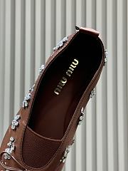 Miumiu Elan Embroidered Satin Ballerinas Brown - 2