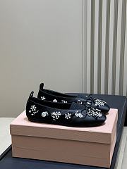 Miumiu Elan Embroidered Satin Ballerinas Black - 1