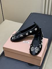 Miumiu Elan Embroidered Satin Ballerinas Black - 6