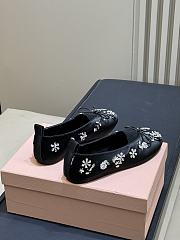 Miumiu Elan Embroidered Satin Ballerinas Black - 5