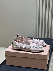 Miumiu Elan Embroidered Satin Ballerinas Pink - 1