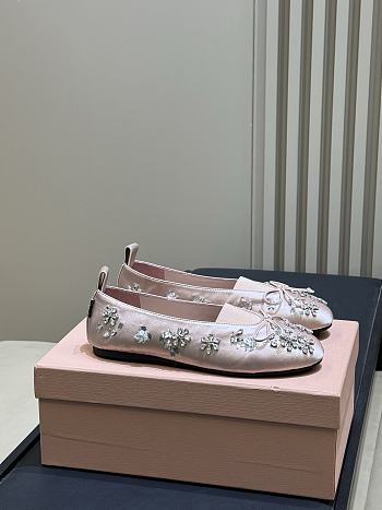 Miumiu Elan Embroidered Satin Ballerinas Pink