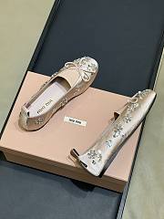 Miumiu Elan Embroidered Satin Ballerinas Pink - 5