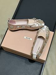 Miumiu Elan Embroidered Satin Ballerinas Pink - 4