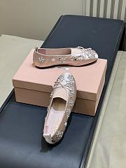 Miumiu Elan Embroidered Satin Ballerinas Pink - 3