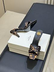 YSL Jill Mules In Leopard Grosgrain In Brown 85mm - 6