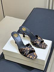 YSL Jill Mules In Leopard Grosgrain In Brown 85mm - 4