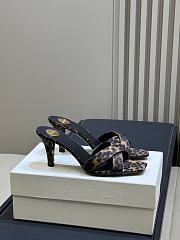 YSL Jill Mules In Leopard Grosgrain In Brown 85mm - 3