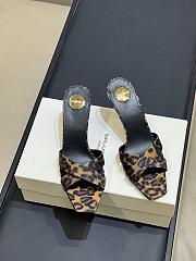 YSL Jill Mules In Leopard Grosgrain In Brown 85mm - 2