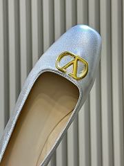 Valentino VLogo Signature Ballerina In Laminated Nappa Leather Silver - 6