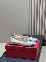 Valentino VLogo Signature Ballerina In Laminated Nappa Leather Silver - 3