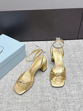 Prada Mordore Nappa Leather Sandals Platinum Gold 1X424O 65mm