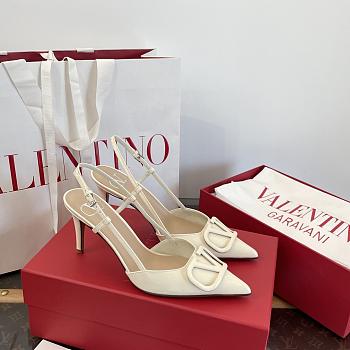 Valentino VLogo Signature Patent Leather Slingback Pump 80mm Light Ivory 