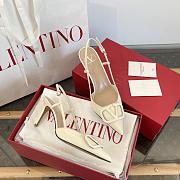 Valentino VLogo Signature Patent Leather Slingback Pump 80mm Light Ivory  - 5