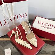 Valentino VLogo Signature Patent Leather Slingback Pump 80mm Light Ivory  - 4
