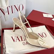 Valentino VLogo Signature Patent Leather Slingback Pump 80mm Light Ivory  - 3