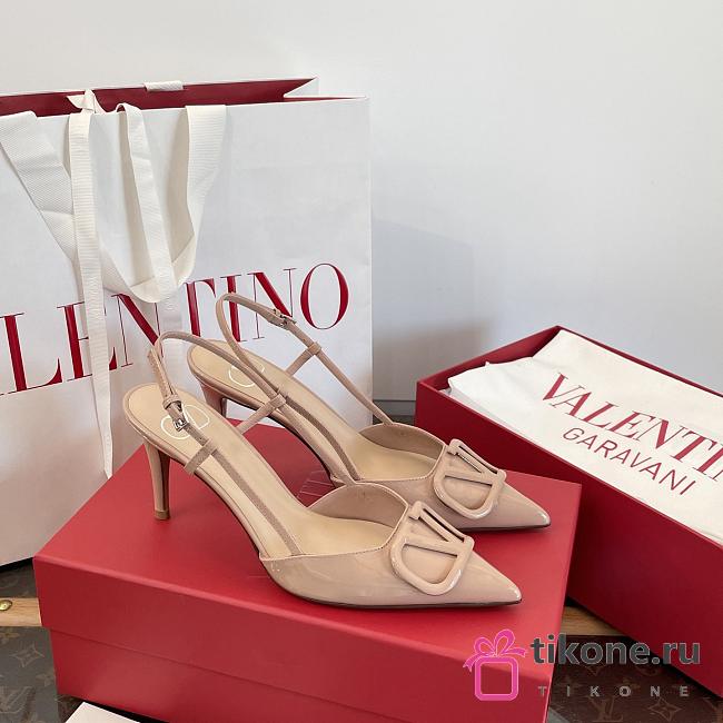 Valentino VLogo Signature Patent Leather Slingback Pump 80mm Rose Cannelle - 1