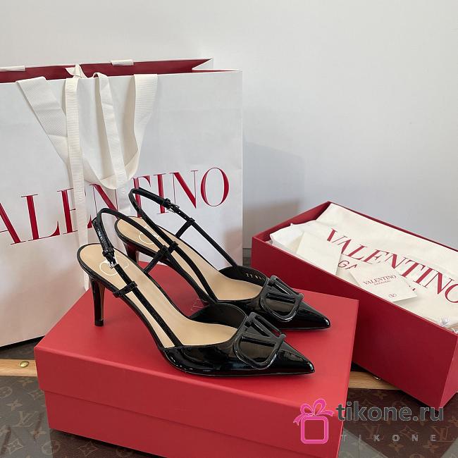Valentino VLogo Signature Patent Leather Slingback Pump 80mm Black - 1