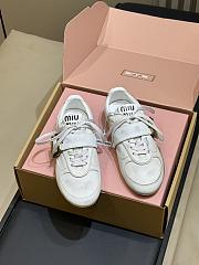 Miumiu Gymnasium Leather Sneakers With Strap And Buckle White 5E549E - 6