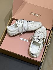 Miumiu Gymnasium Leather Sneakers With Strap And Buckle White 5E549E - 3