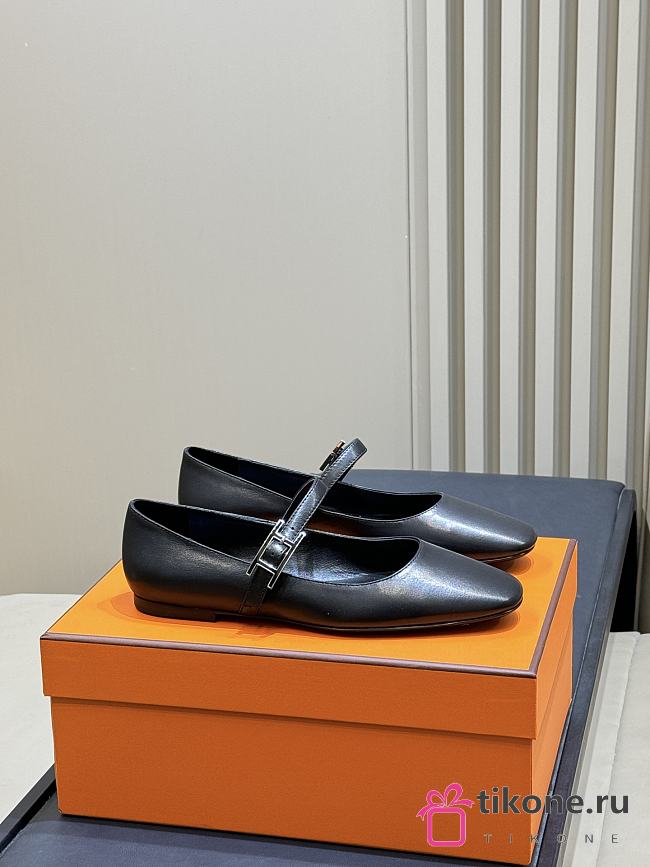Hermes Jane Ballet Flat Black - 1