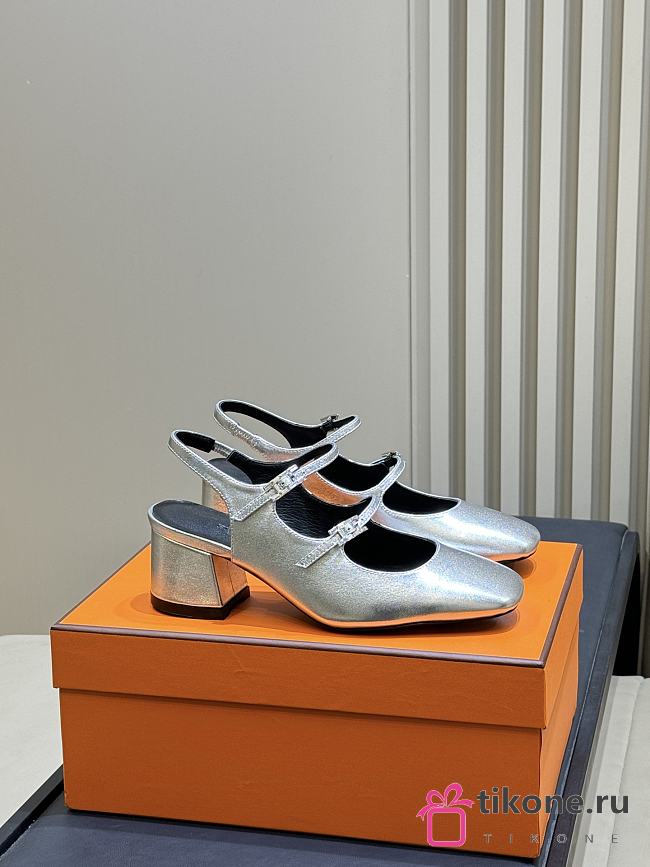 Hermes Jackie 50 Pump Silver - 1