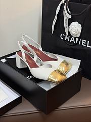 Chanel Slingbacks Lambskin & Crackled Laminated Calfskin Ivory & Gold - 6