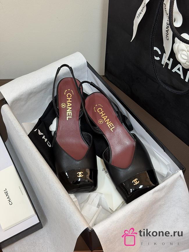 Chanel Slingbacks Lambskin & Patent Calfskin Black  - 1