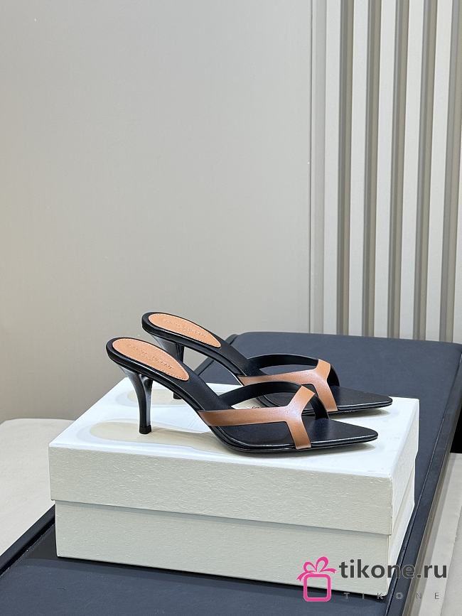 YSL Carla 60 Leather Mules Brown - 1