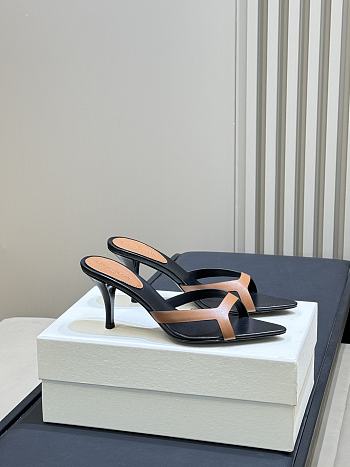 YSL Carla 60 Leather Mules Brown
