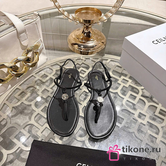 Celine Penny Sandal In Supple Calfskin Black - 1