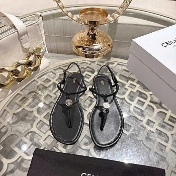 Celine Penny Sandal In Supple Calfskin Black