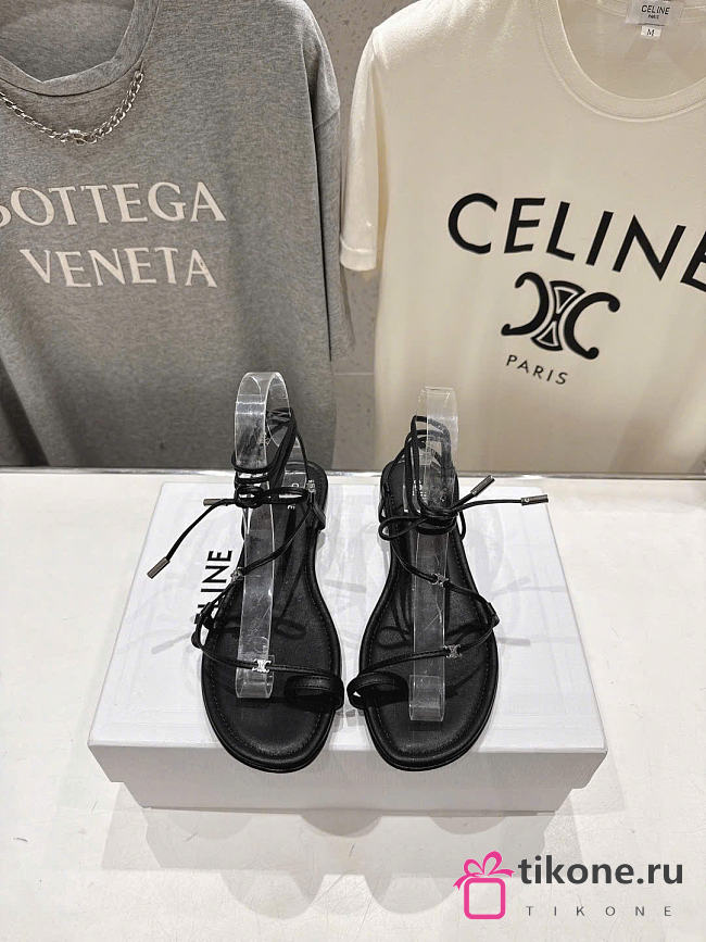 Celine Spiral Sandal In Lambskin Black - 1