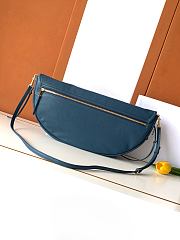 Celine Halfmoon Soft Triomphe Bag In Supple Shiny Lambskin Teal Blue - 46x19x10cm - 6