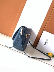 Celine Halfmoon Soft Triomphe Bag In Supple Shiny Lambskin Teal Blue - 46x19x10cm - 3