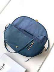 Celine Halfmoon Soft Triomphe Bag In Supple Shiny Lambskin Teal Blue - 46x19x10cm - 2