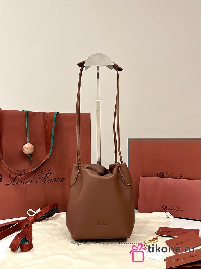 Loro Piana Micro Bale Softy Bag Lambskin Brown - 15x13x13cm - 1