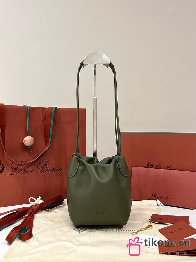Loro Piana Micro Bale Softy Bag Lambskin Green - 15x13x13cm - 1