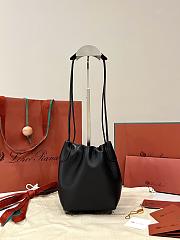 Loro Piana Micro Bale Softy Bag Lambskin Black - 15x13x13cm - 1