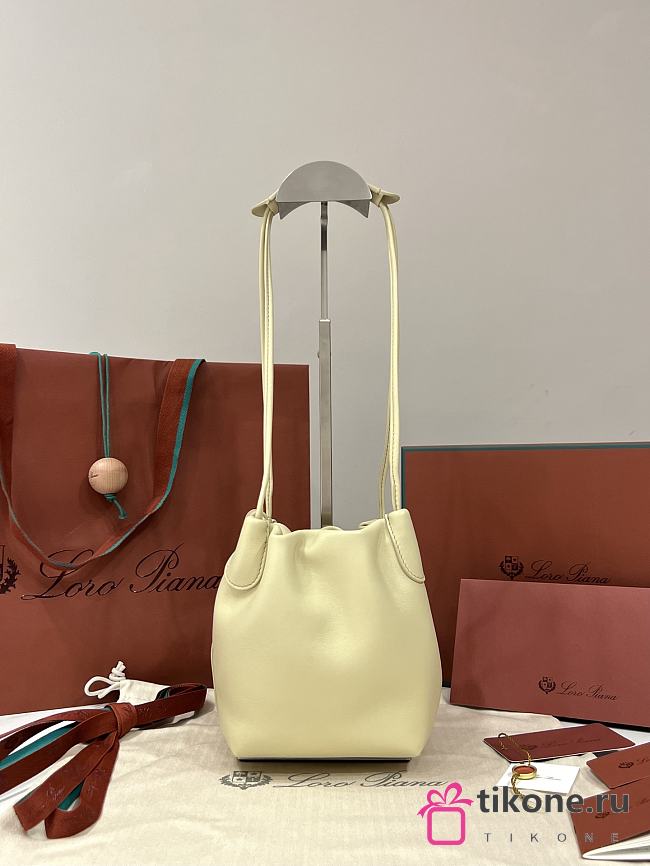 Loro Piana Micro Bale Softy Bag Lambskin Beige - 15x13x13cm - 1