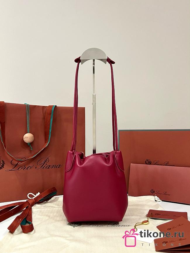 Loro Piana Micro Bale Softy Bag Lambskin Red - 15x13x13cm - 1
